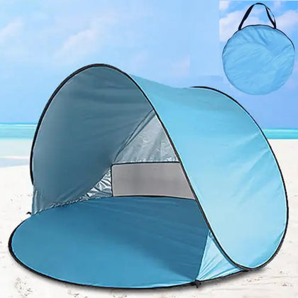 2 Persons Pop Up Beach Tent Portable Quick Set up Sun Shade Shelter with Sandbags Outdoor Tent for Camping, Backyard, Picnic(Blue - 147L x 147W x 85H cm)