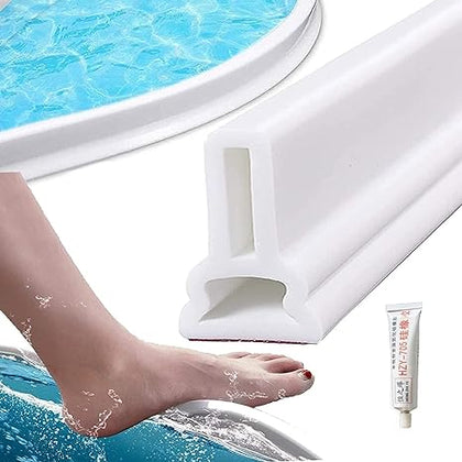 Threshold Water Dam for Shower,Collapsible Self-Adhesive Bendable Stopper for Bathroom Silicone Seal Tape Keeps Water, Waterproof