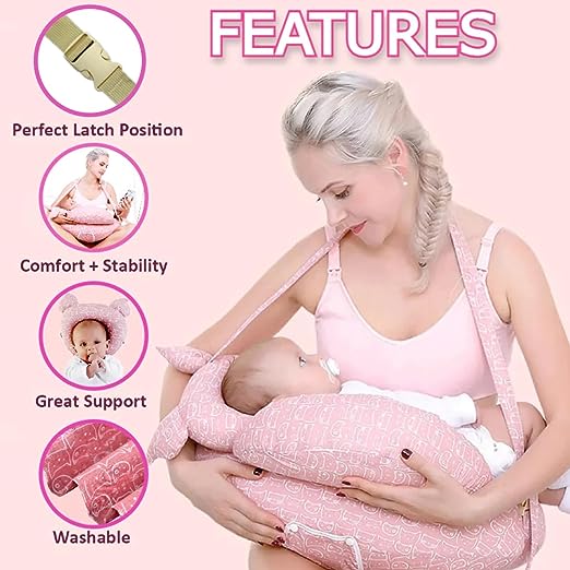 Baby Feeding Pillow Pad Adjustable Breast Feeding Nursing Maternity Pillow Newborn Carrier Back Support Feeding Pillow for Babies with Straps & Belts (Blue)