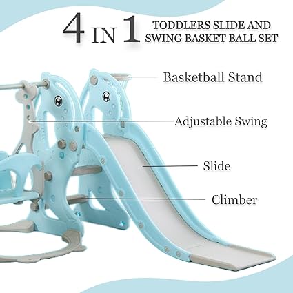 3 in 1 Kids Slide and Swing Combo Set, Baby Garden Slide and Swing Kids Slope Slider Play Area Indoor Setup (1-5 YRS Upto 18 KG)
