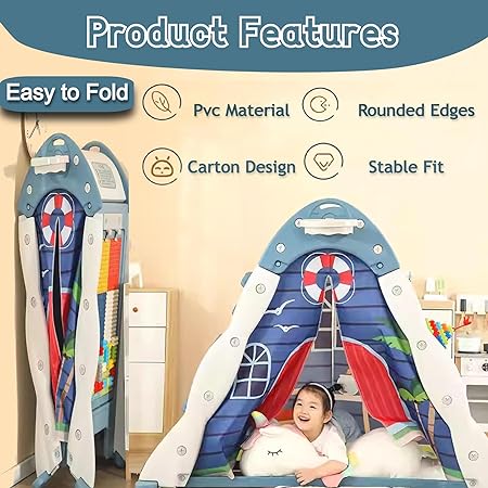 5in1 Kids Tent House Girls & Boys Big Size, Foldable Children Play House Tent Indoor & Outdoor Play Tent for Toddlers Baby Playarea for Kids Upto 6 Years