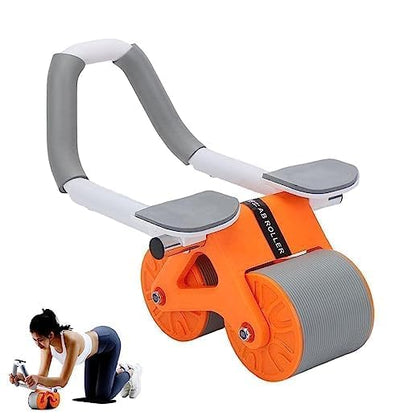 Ab Roller Automatic Rebound with Elbow Support Non Slip Double Wheels Abdominal Exercise Roller Equipment for Home Workouts Gym(Orange)