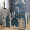 18 Panel playpens for Kids Babies Baby Play Yard with Mat Gate Fence Activity Center with Safety Lock,Play Area for Toddlers Indoor Upto 4 Yrs (Grey Elephant)
