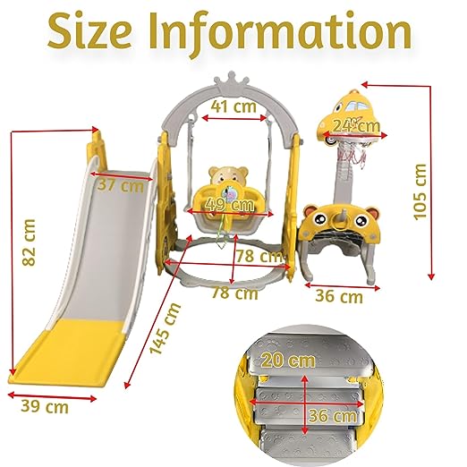 5 in 1 Kids Slide and Swing Combo Set, Baby Garden Slide and Swing Kids Slope Slider for Out Door Babies Play Area Indoor Setup with Slide and Swing