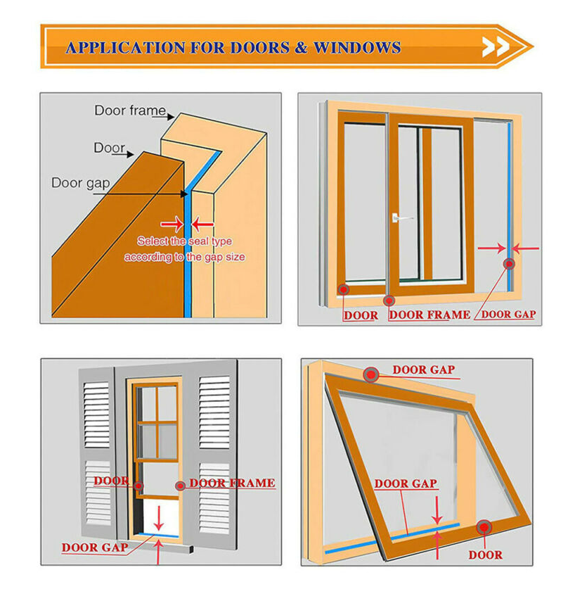 Hukimoyo® Door Sound proofing Strips, Windows Seal Strips Self-Adhesive car Door Seal Strip, Door Tape,Door Stopper Gap Sealer Bottom Door Sealing Strip for Home
