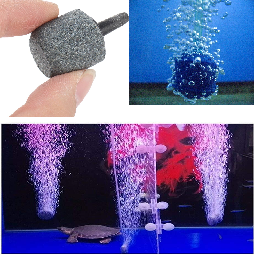 10pcs Mini Cylinder Aquarium Air Stone for Fish Tank (Color: Grey).