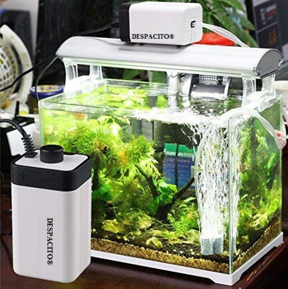 DESPACITO®Noiseless air pump for aquarium with 2 outlets that has adjustable air flow facility (CT-202)