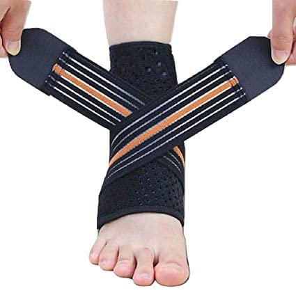 NUCARTURE ® Ankle Support with Brace and Reliable Sleeve and Bandage Wrap for Foot Guard Compression for Pain Relief for Men Women (RIGHT, L)