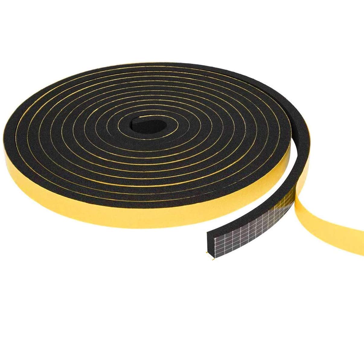 Hukimoyo Waterproof Self-Adhesive thick Seal, Weather Stripping Single sided foam tape, Soundproofing Gasket tape - 1 Roll (2m x 15mm x 5mm)