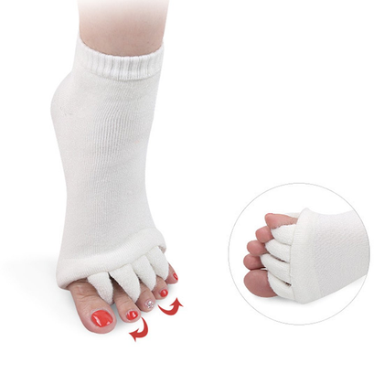 Sozzumi Toes Alignment Toe Separator Socks Open Five Toe Separator Spacer Relaxing Comfort Tendon Pain Relief Comfy Foot Sock Yoga Gym Pedicure (1 pair)