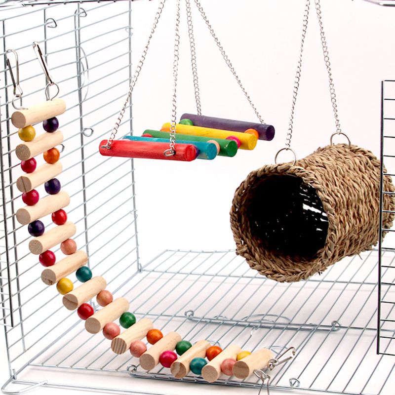 DESPACITO® Parrot Cage, Swing and Ladder with All Colorful Toy(3 pcs).