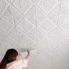 3D Ceiling Tiles Panel Vinyl Wallpaper Stickers Waterproof Foam self-Adhesive Wall Stickers for Home, Living Room, Bedroom Wall Panels Tiles Paper for Decoration((70 * 70 cm)