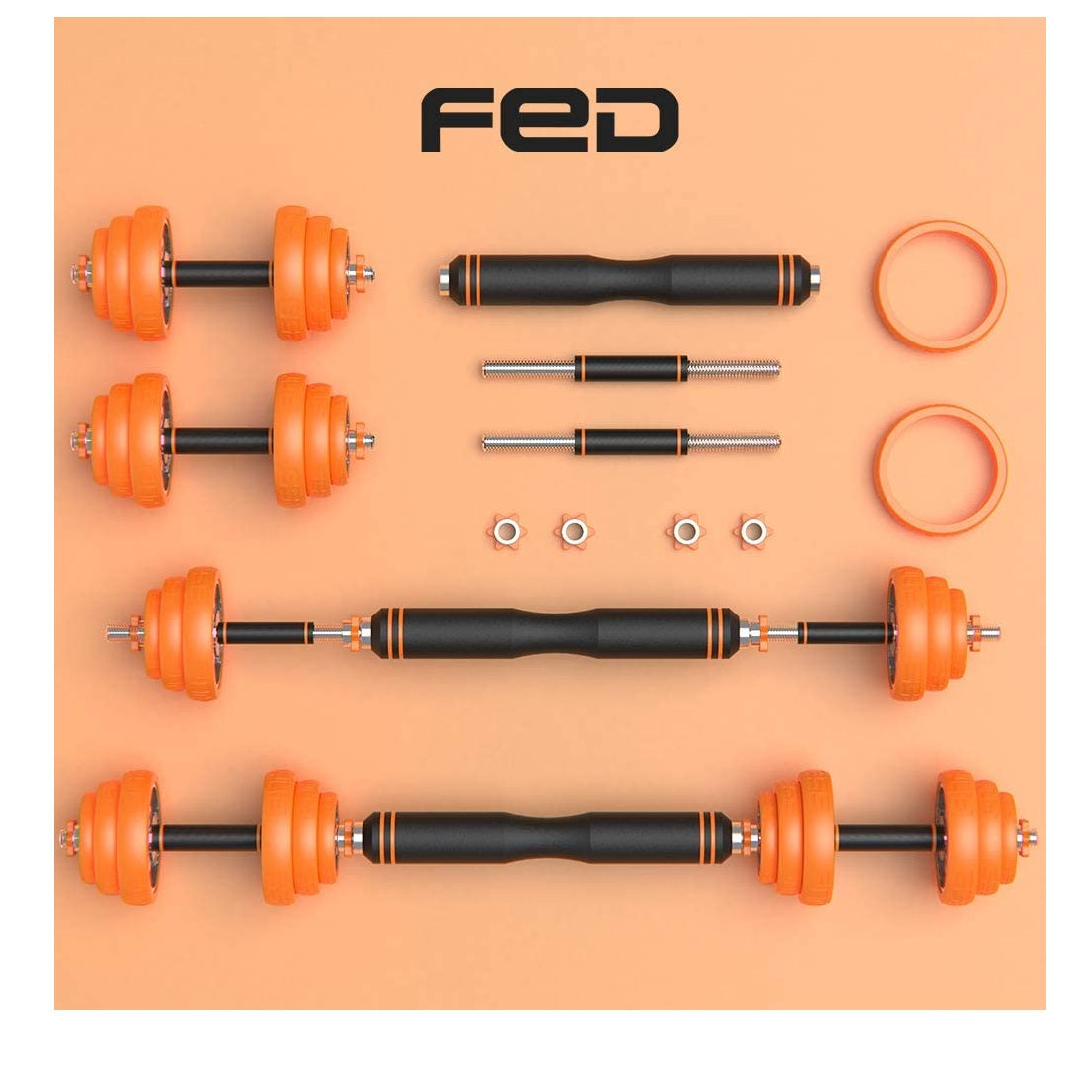 Hukimoyo Unisex  Adjustable Dumbbell Set for Home Workout, Non-Slip Weight Lifting Rod with Plates, Dumbbells set with Extension Bar bell rod.