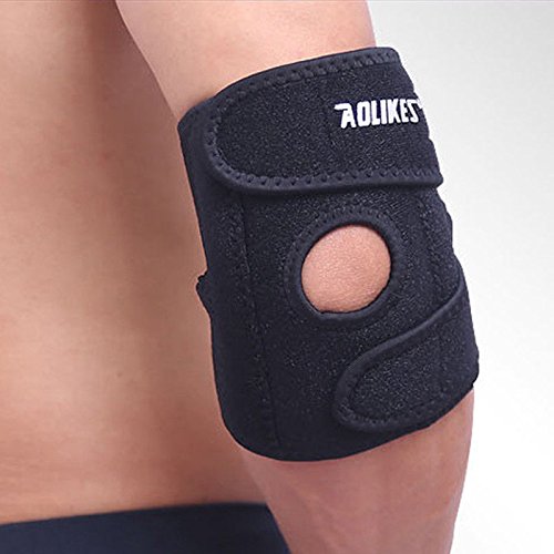 NUCARTURE Aolikes Unisex Adjustable Neoprene Elbow Brace Wrap Protect Arm Support Strap for Gym (Black)
