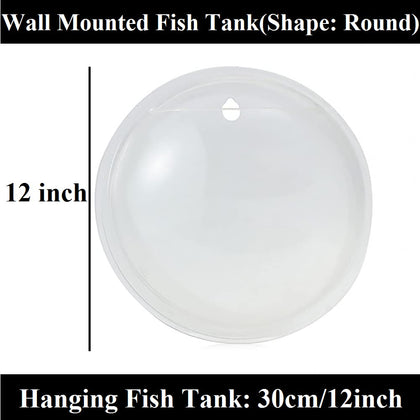 Despacito Wall Mounted Fish Tank for Home, Hanging Fish Tank Aquarium, Aquarium Wall Plant Pot Decoration Planter (Size: 12inch)(Round-White)