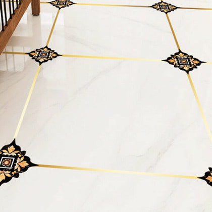 Nasmodo tile tape gap sealing for floor tape waterproof, gold tile tape for walls strip stickers for flooring,Self-Adhesive sticker (Black orange, 36)