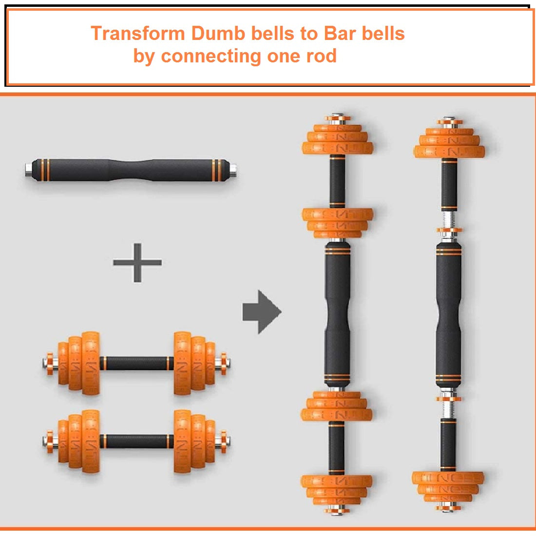 Hukimoyo Unisex  Adjustable Dumbbell Set for Home Workout, Non-Slip Weight Lifting Rod with Plates, Dumbbells set with Extension Bar bell rod.
