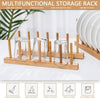 Bamboo Dish Drying Rack for Kitchen, Wooden Dish Rack Stand, Dish Drainer Storage Plate Stand,Wooden Organizer, Books Holder(1 Pc) (6 Grids)