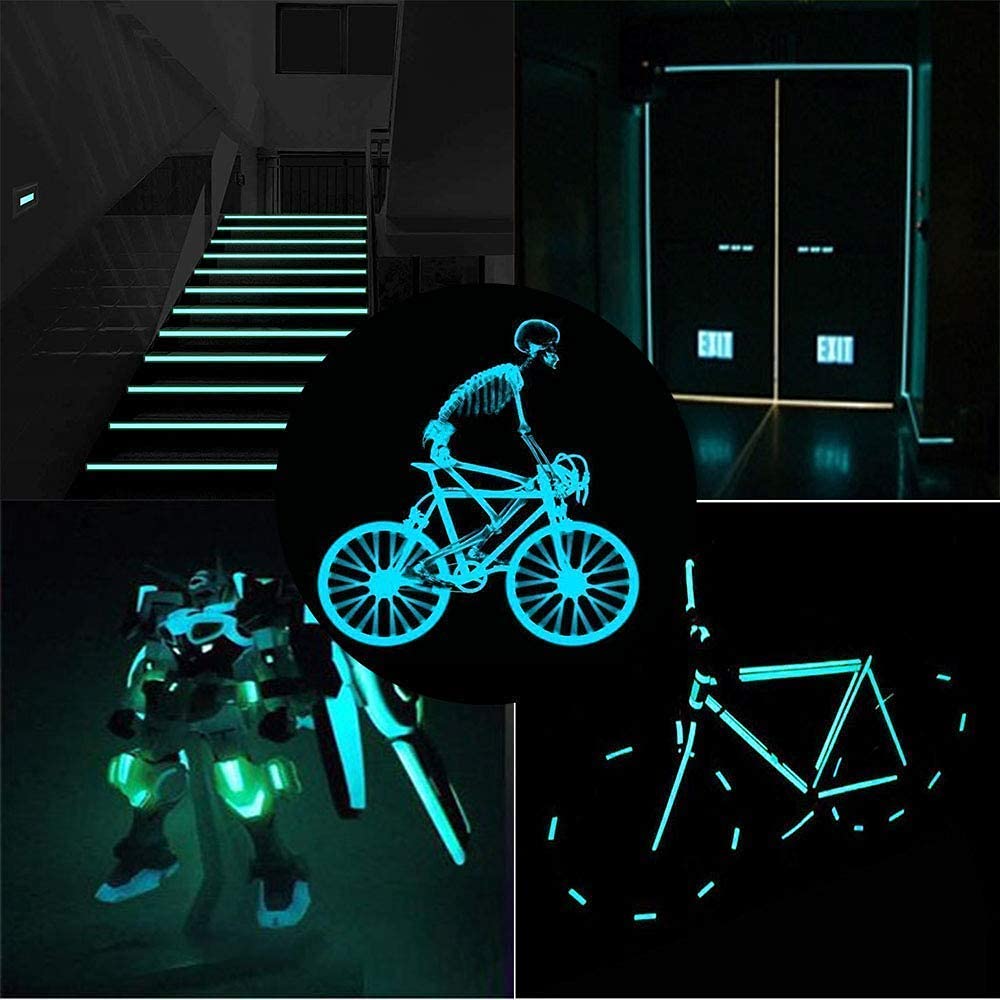 Hukimoyo Radium Tape Night Glow, Self-Adhesive PhotoLuminescent Glow Tape in the Dark Safety to Mark on Stairs, Walls, Exit Sign