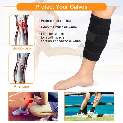 Calf Brace Adjustable Shin Splint Support Sleeve Leg Compression Wrap for Pulled Calf Muscle Pain Strain Injury, Swelling, Fits Men and Women