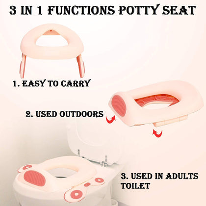 Potty seat for child, Portable Travel Foldable Car Shape Toddlers kids training seat for western toilet