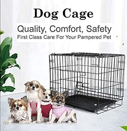 RandomDespacito Metal Foldable Dog cage for Puppy, Crate, Double Door Pet House for Dogs/Cats