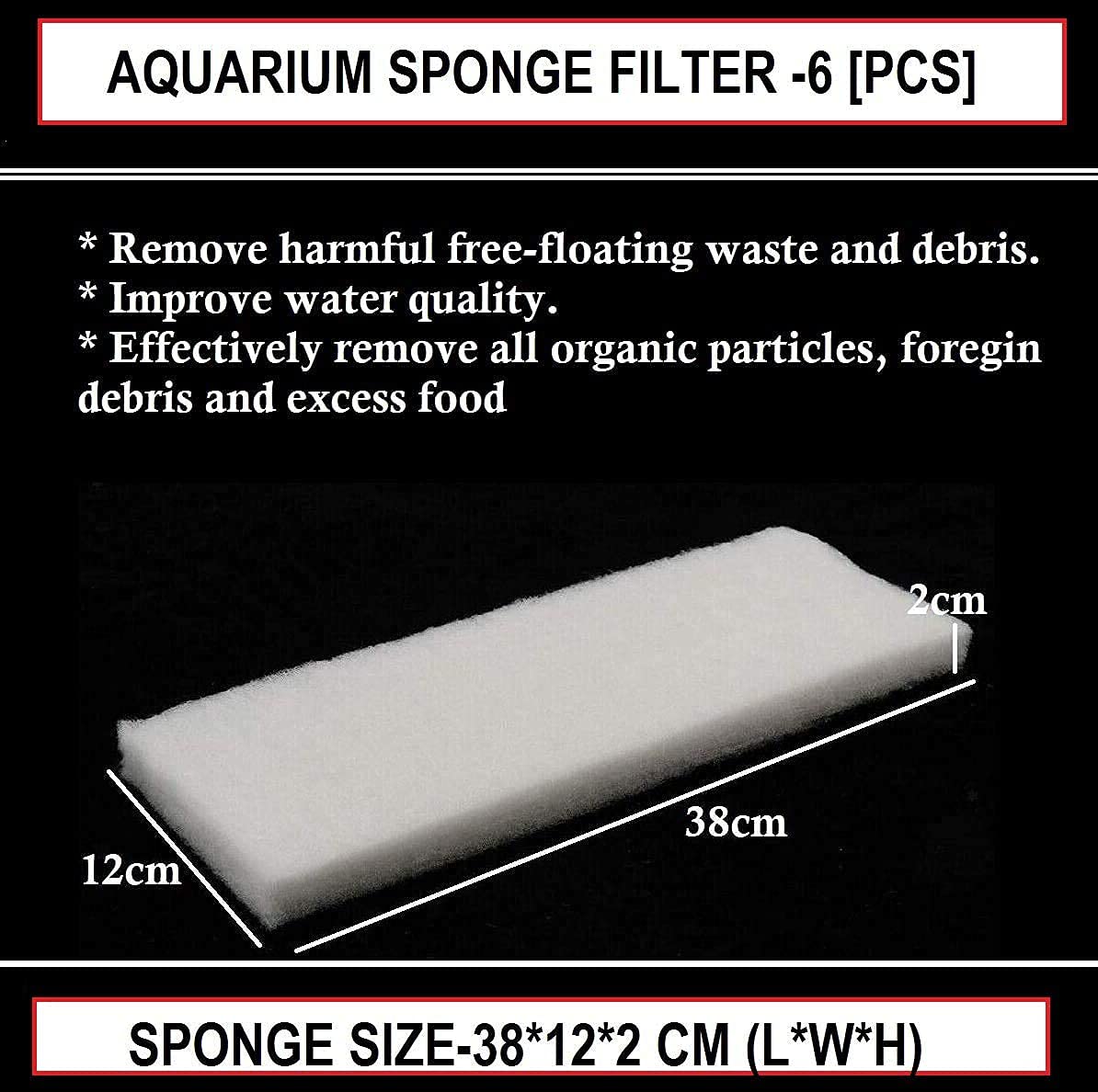 Despacito Aquarium Biochemical Sponge Filter Mechanical and Biological Filtration Sponge for top Filter for Fish Tank Sponge Filter for Aquarium(6pcs)