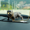 Hukimoyo Pitbull Dog for Car Dashboard, Bully Dog with Gold Plated Chain for Car Interior Decoration- Gift Item