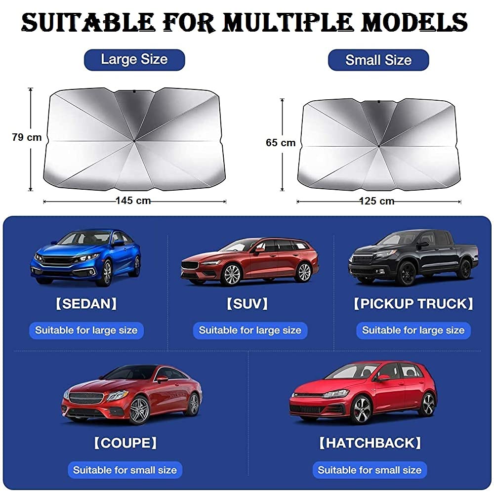 Car Windshield Sun Shade Protector Foldable Umbrella Covers for Car Front Window Sunshade UV Block Protection