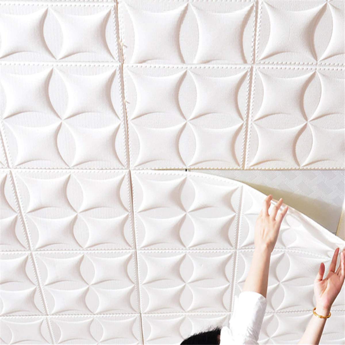 Nasmodo® 3D Ceiling Tiles Panel Vinyl Wallpaper Stickers Waterproof Foam self-Adhesive Wall Stickers for Home, Living Room, Bedroom Wall Panels Tiles Paper for Decoration((70 * 70 cm)