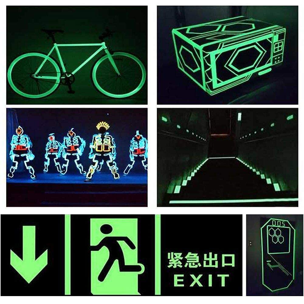 Hukimoyo Radium Tape Night Glow, Self-Adhesive PhotoLuminescent Glow Tape in the Dark Safety to Mark on Stairs, Walls, Exit Sign