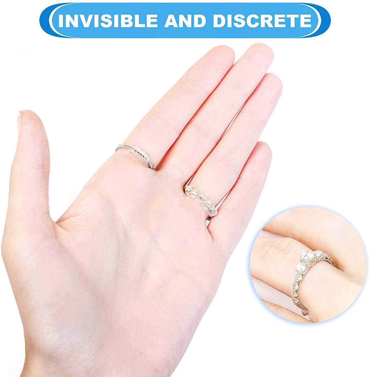 Men's and Women's Ring Adjuster for Loose Rings, Invisible Spiral Ring, Reusable Ring Size Adjuster - Fits Almost Any Rings (4 models)