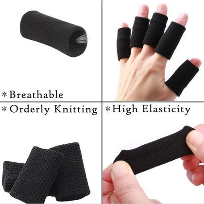 NUCARTURE® Finger Support for Cricket, Fingers Sleeves for Basketball with Soft Comfortable Cushion Pressure Volleyball Finger Band and Bands for All Sports Men,Women (10 pcs, Black)