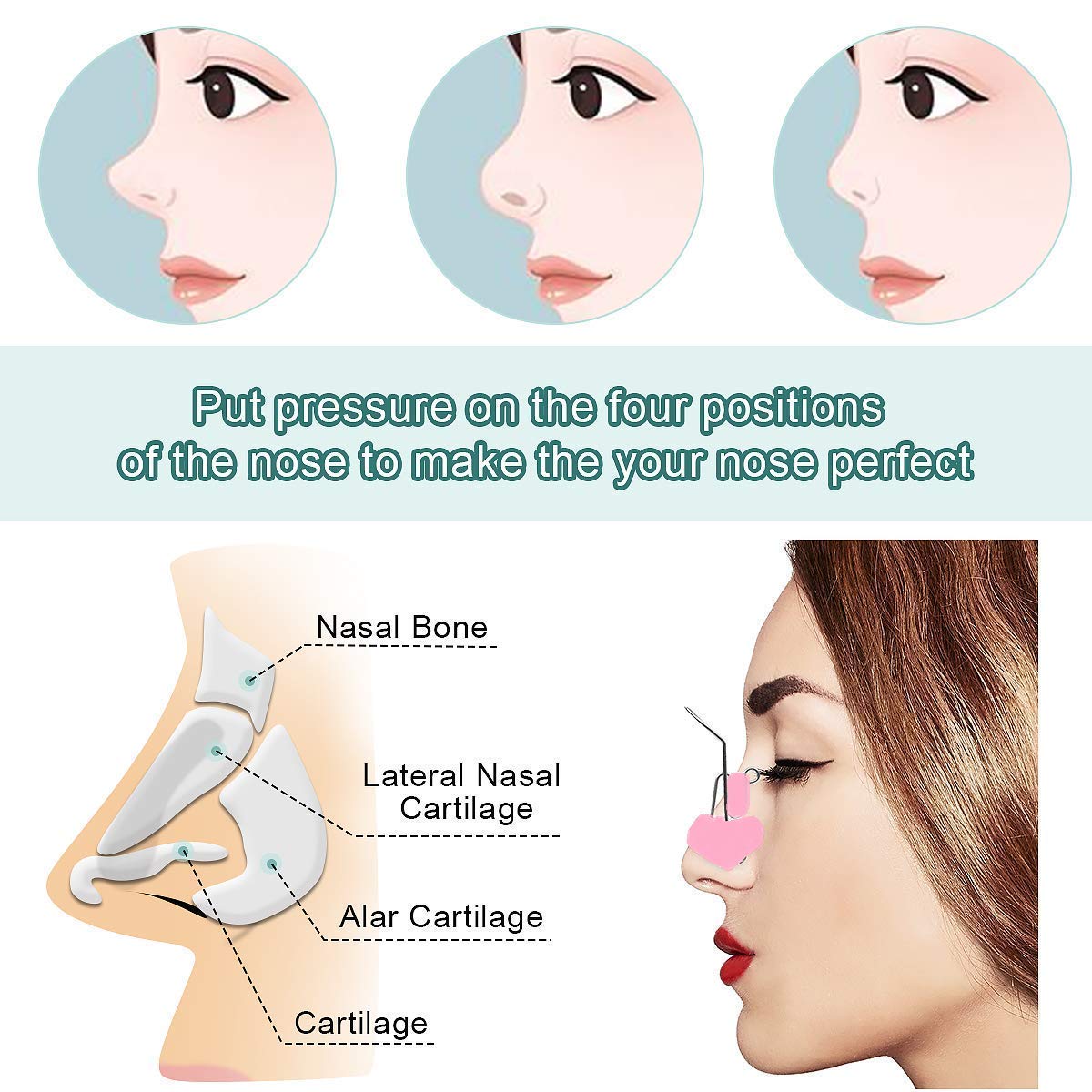 Nose Shaper Up Lifting Clip for women for big nose, Nose Straightner Tool Slimmer for men, Bridge Straight Nose corrector (Pink)