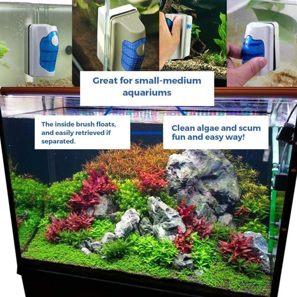DESPACITO® Fish Tank Floating Magnetic Aquarium Glass Algae Scrubber Cleaner Brush Tool (RS-09)