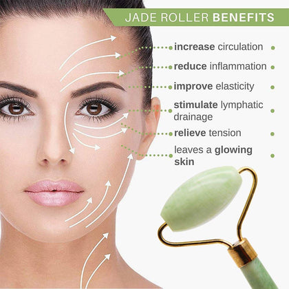 NUCARTURE® jade roller for face and eyes and jade face roller massager for women,wrinkle wrinkle remover massager tool jade rollers