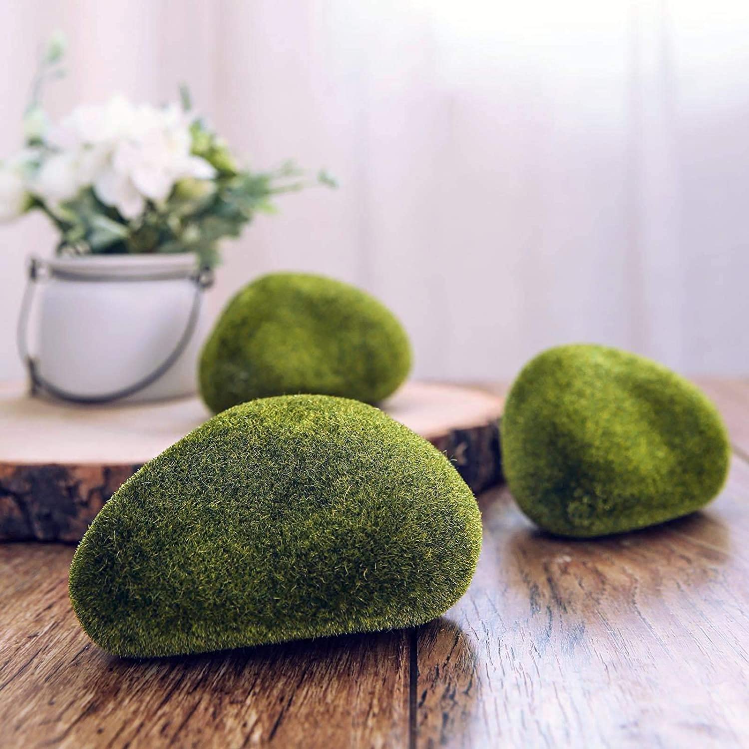 Hukimoyo Moss Balls Decorative Grass Ball for Home Decorations, Green Foam Artificial Plant Silk for Fairy Garden