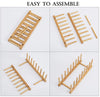 Hukimoyo Bamboo Dish Drying Rack for Kitchen, Wooden Dish Rack Stand, Dish Drainer Storage Plate Stand,Wooden Organizer, Books Holder(1 Pc) (6 Grids)