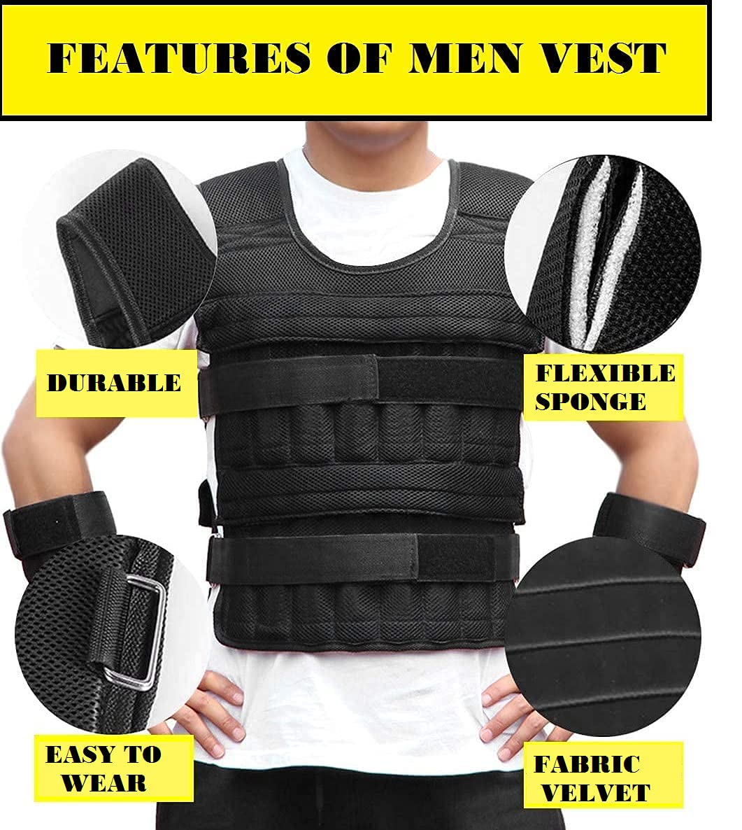 Nasmodo Adjustable Weight Vest 10 kg for Men Workout, Gym Weighted Vest Load Fitness Training