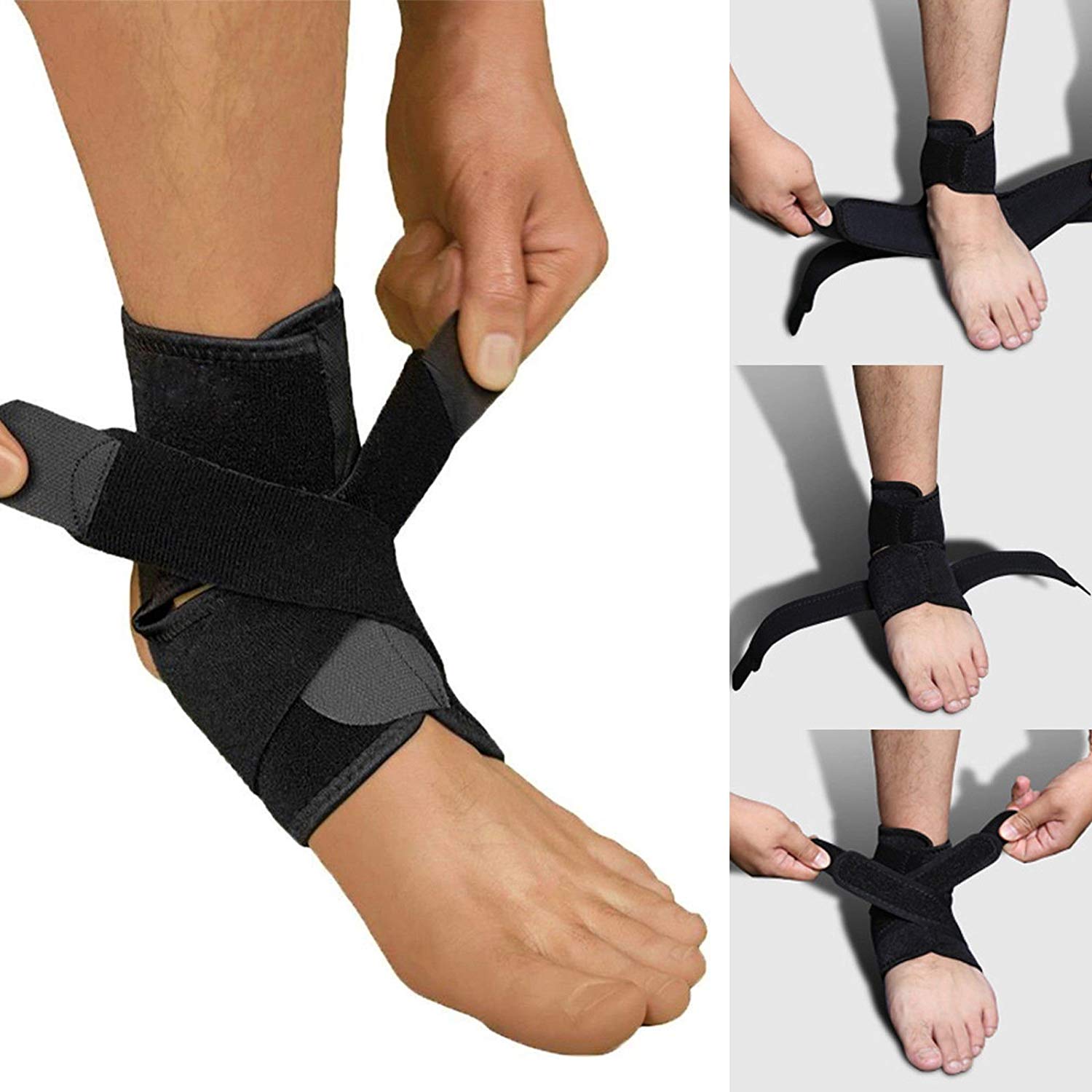 NUCARTURE® Ankle Support with Brace and Sleeve & Bandage Wrap For Foot Compression Brace Guard Brace for Arthritis, Pain Relief, Sprains, Sports Injuries