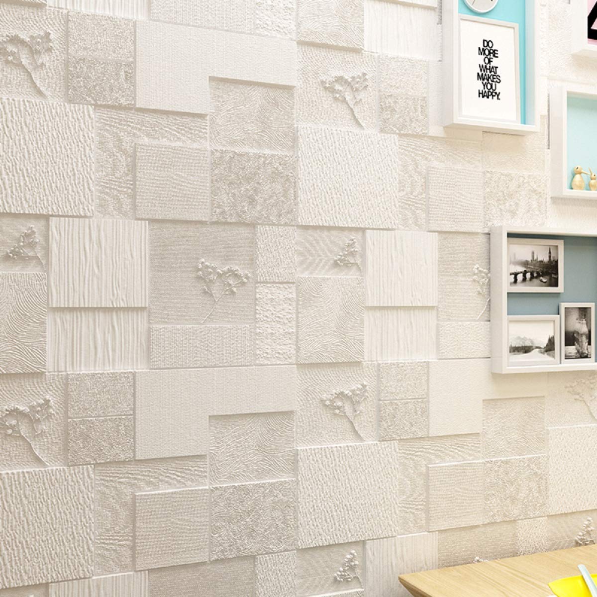 Nasmodo 3D Brick Foam Ceiling Wallpaper for Bedroom Tiles Panel Stickers for Living Room,self-Adhesive Wall for Home Decoration (70 * 70 cm) (4, PUMI)