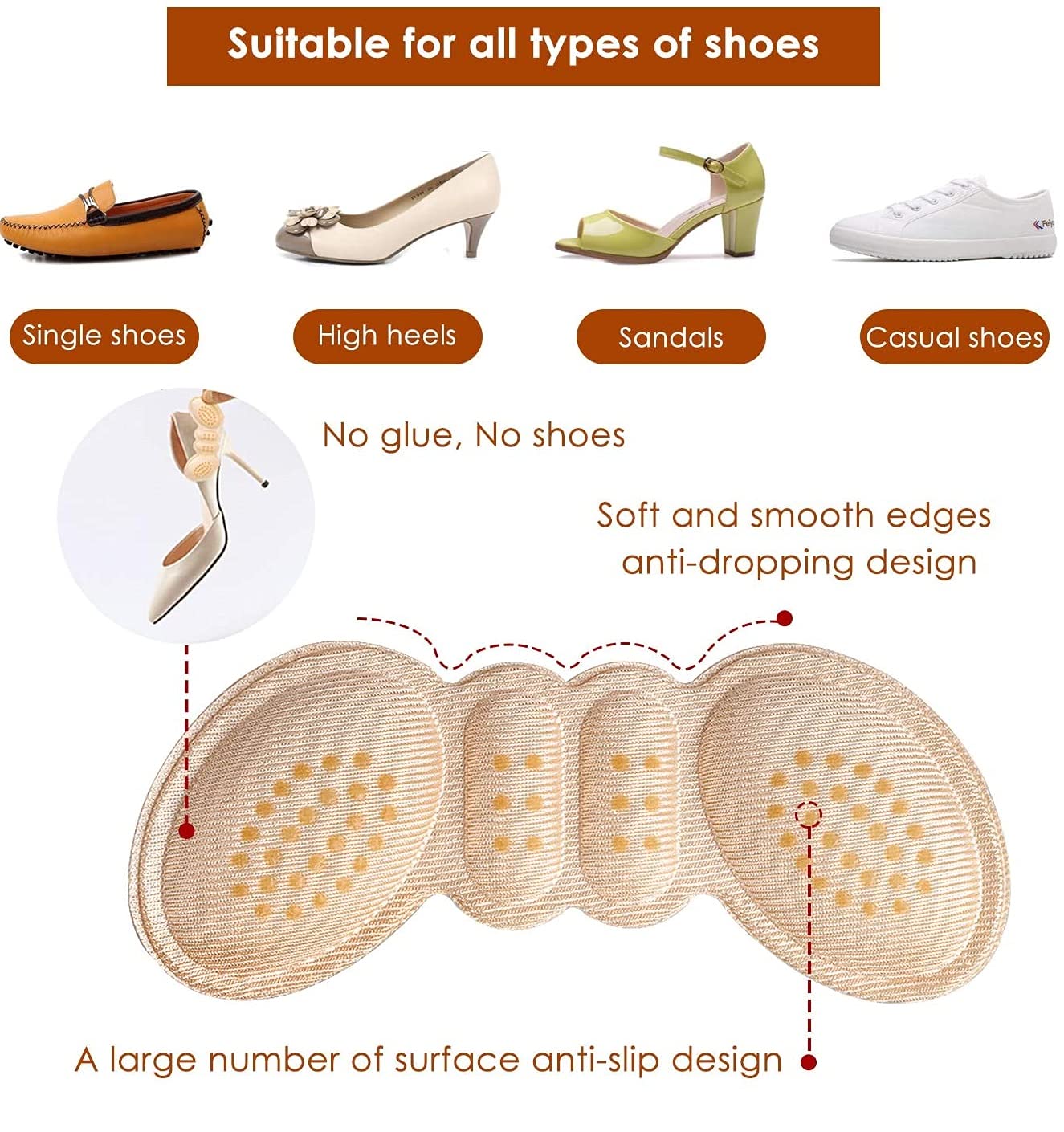 Gel Heel Pads, Soft High Heel Pads shoe Pads silicone Gel Heel Cushion  inserts for women foot care Shoe Inserts Pad Insoles, Prevent Back Heel  Pain and Improve Loose Shoe Fit, Premium