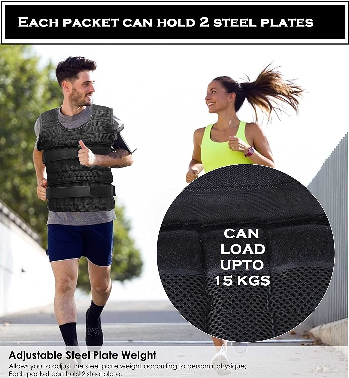Adjustable Weight Vest 10 kg for Men Workout, Gym Weighted Vest Load Fitness Training