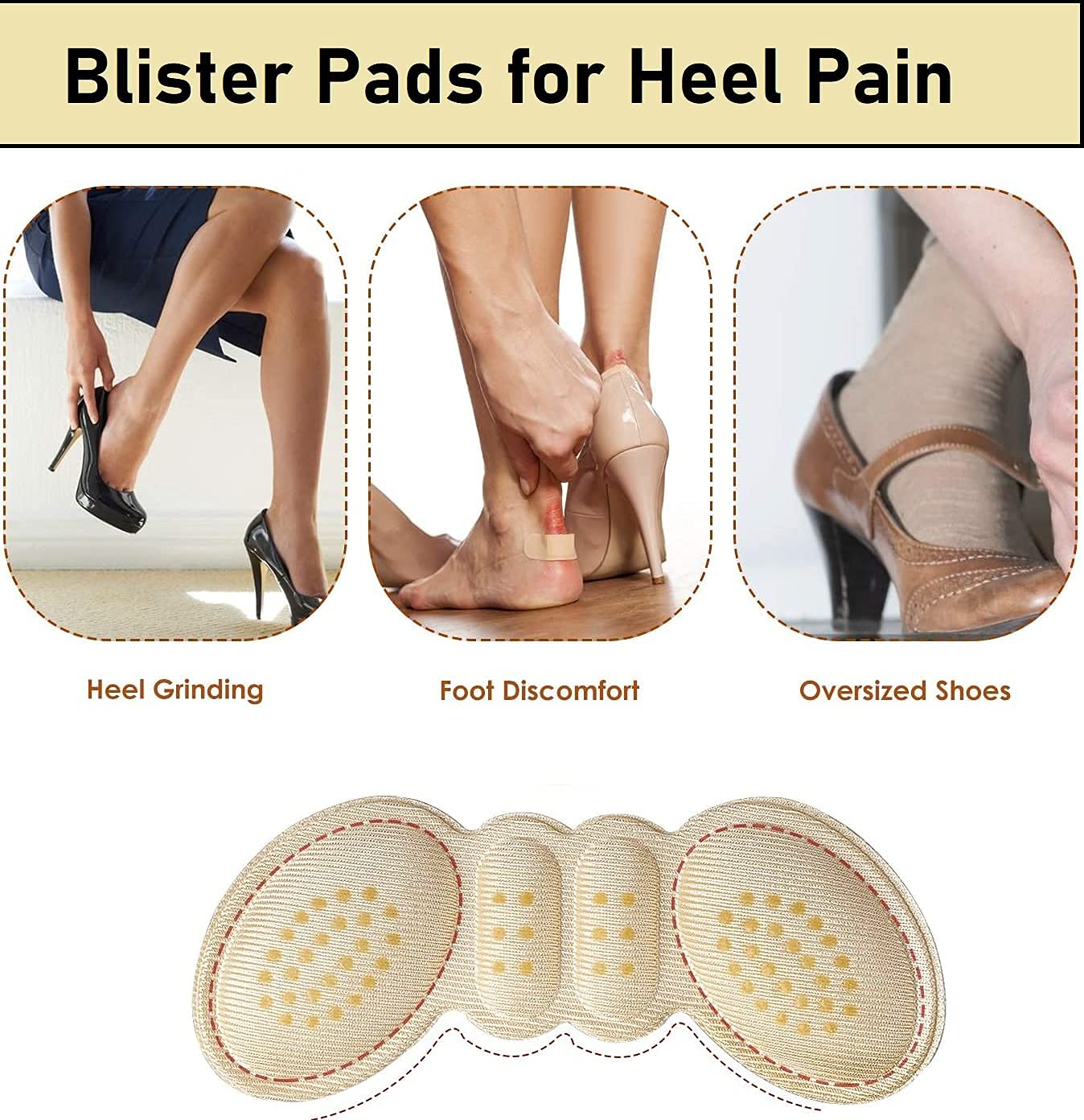 Amazon.com: High Heel Inserts-Ball of Foot Cushion Prevent Foot from  Sliding Foward,Adhesive Forefoot Metatarsal Pads for Women Relief Blister  Callus Pain,Lambskin Non-Slip Shoe Insoles for Pumps Boots Flats : Health &  Household