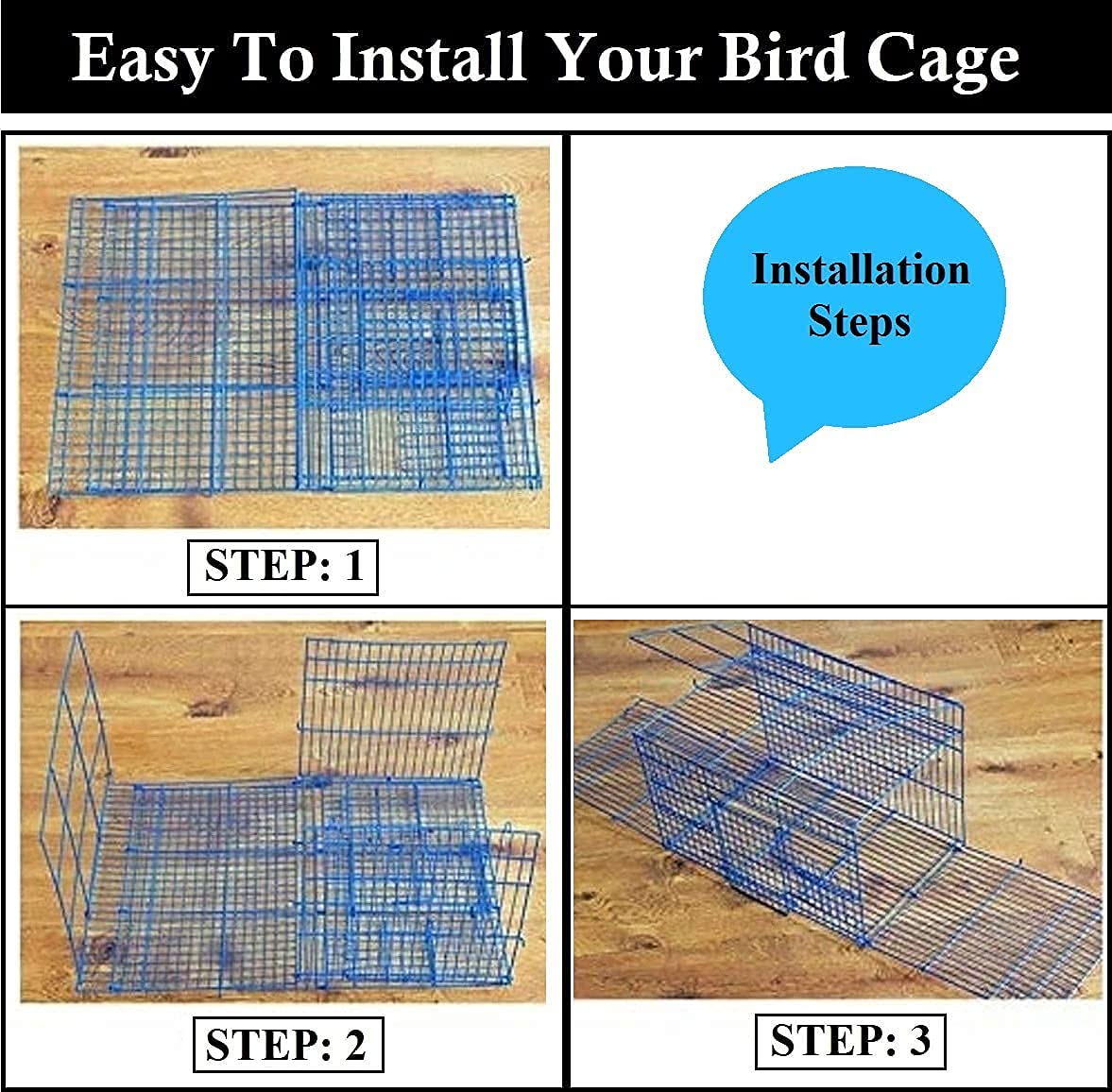 Despacito Bird Cage for Love Birds with Handle, Two Feeder Bowls, Wooden Perch Stick and Bird Swing(,18 * 13 * 12 Inch(L*B*H),(Small))