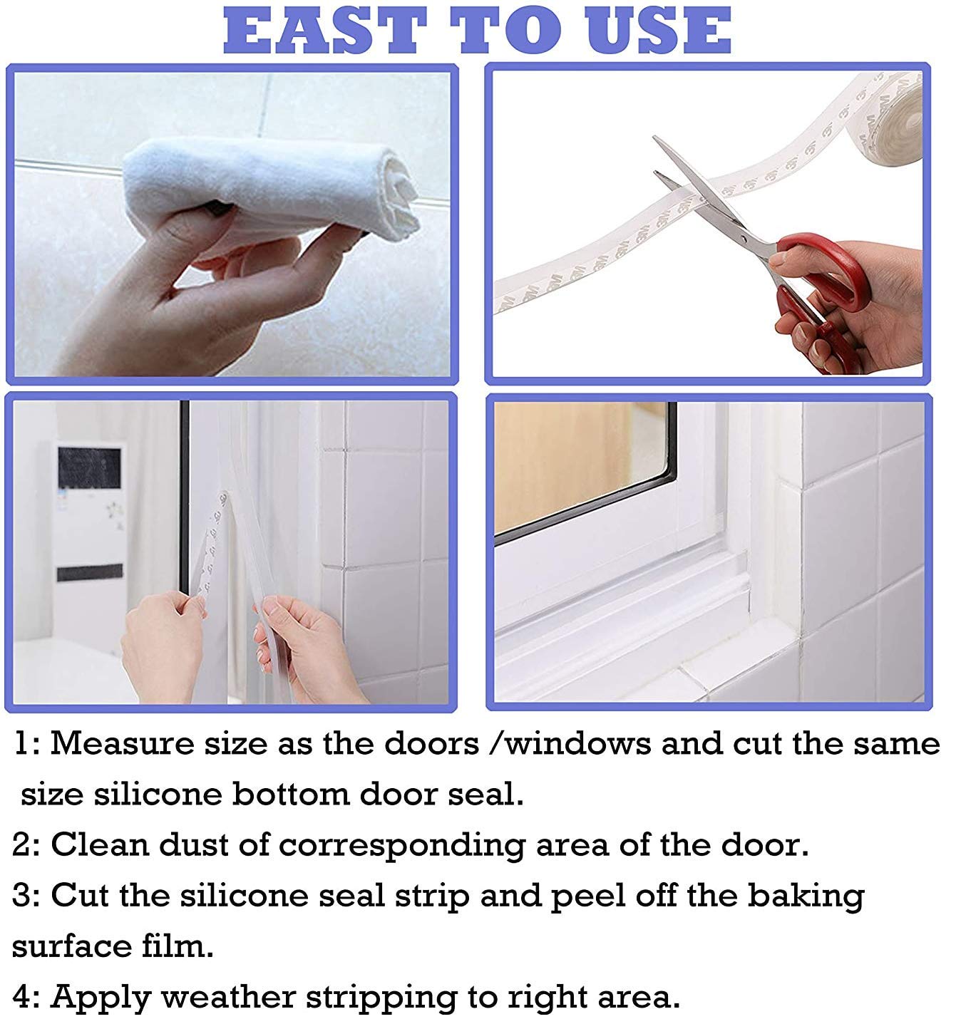 Hukimoyo Door sealing strip for home, Self-Adhesive window silicone seal strips weather stripping door tape for seal, Door gap sealer - 1 Pc (1 Meter, 25 mm)