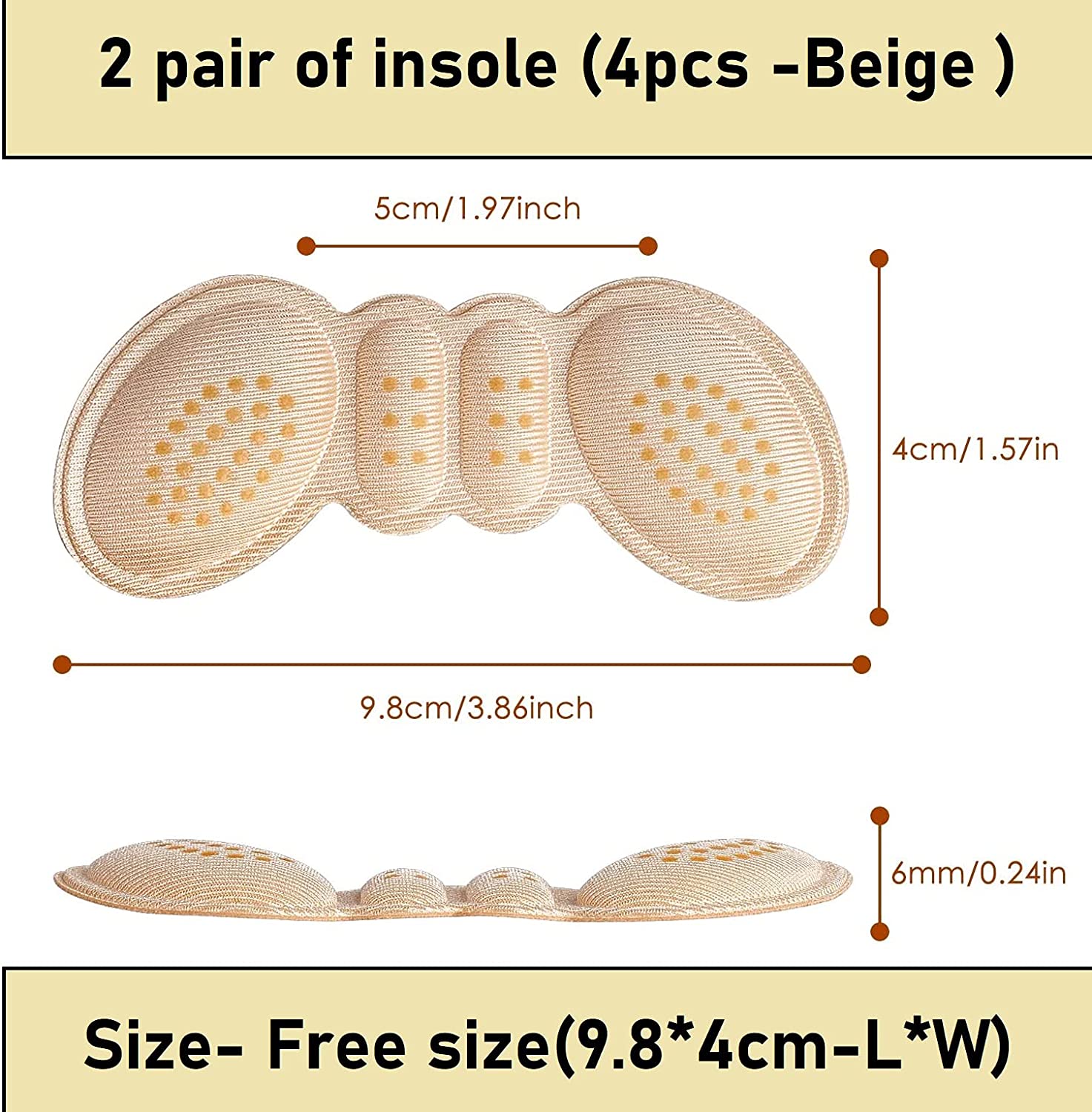 NUCARTURE® Fabric Sticky Shoe Back Heel Insoles Protector Liner Pads Sponge Cushion Shoe Pads Liner Back Heel Inserts Insoles Heel Grip Liners S