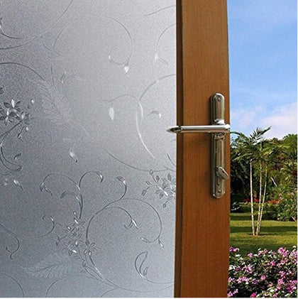 Nasmodo®3D Window wall paper PVC Sticker Frosted Glass Film for Privacy Frosting Vinyl Stickers for Glass Doors Waterproof Sheets for Front Door,Bathroom,Sidelight,Small Window