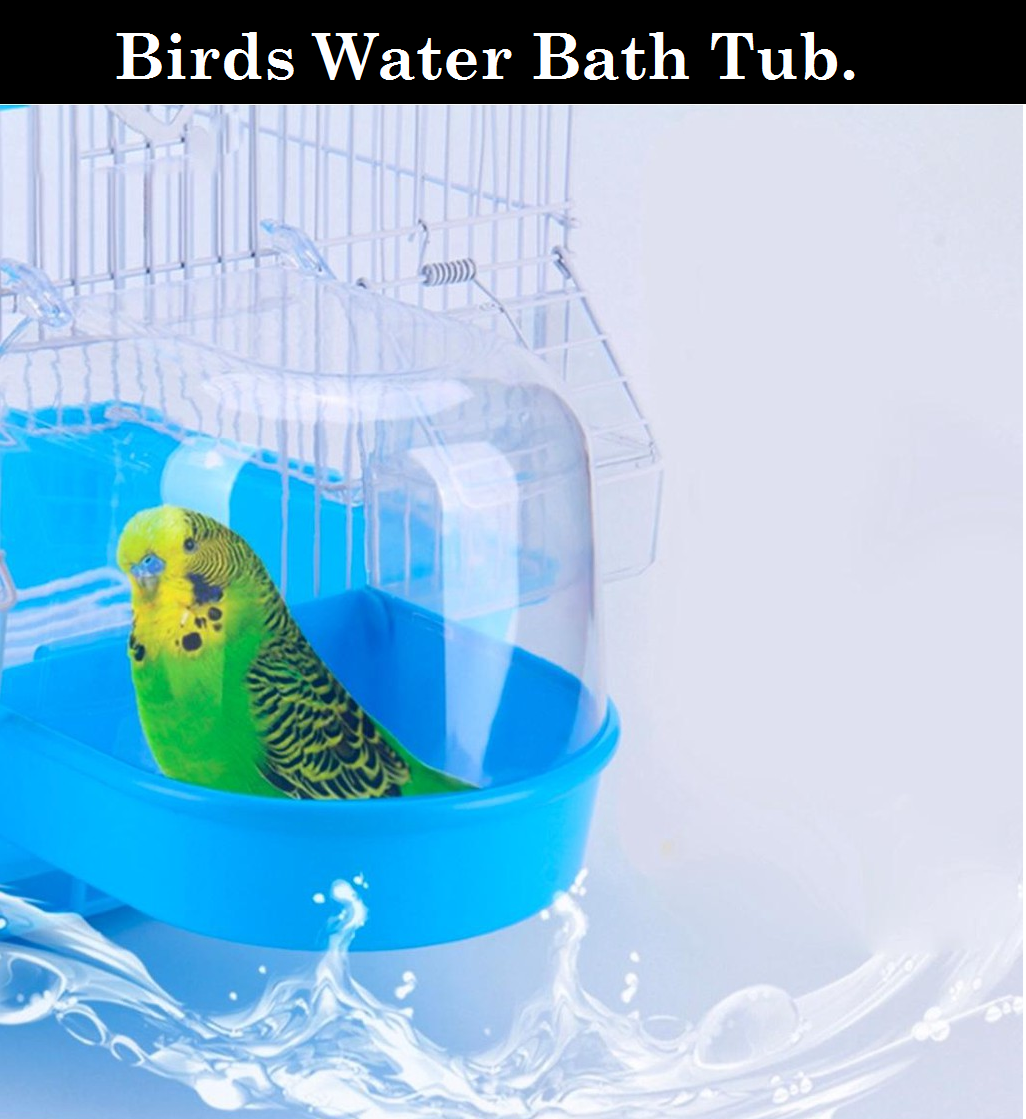 DESPACITO® Birds Water Bath Tub Box With Covered by Plastic Cage, Suitable for Small Birds.