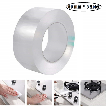 Kitchen Tape for Sink, Kitchen Tape Sticker Waterproof Kitchen Sealing Tape, Sink Corner Tape Transparent Tape Seal Strip (1 Pc) (50 mm * 5 Meter)
